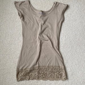 Downeast lace tee xxs beige
